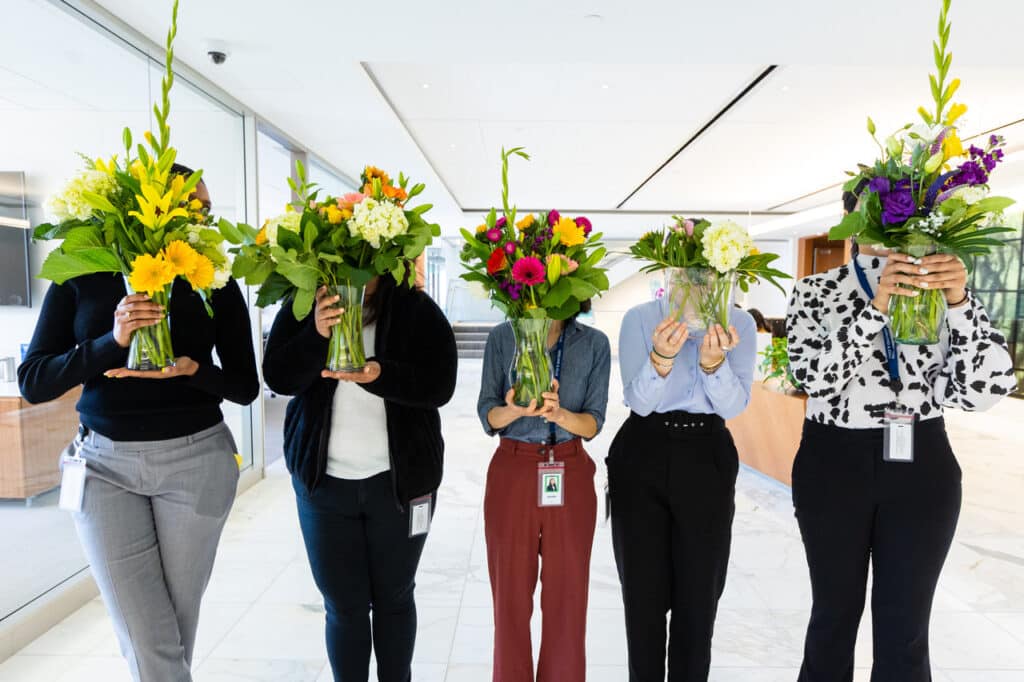 Team building floral arranging event